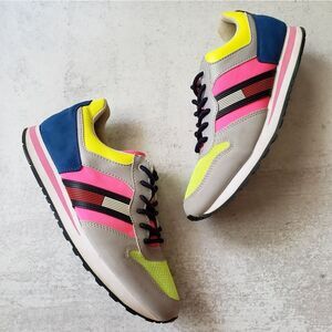 Tommy Hilfiger Neon Colorblock Retro Trainer Sneakers Sz 8